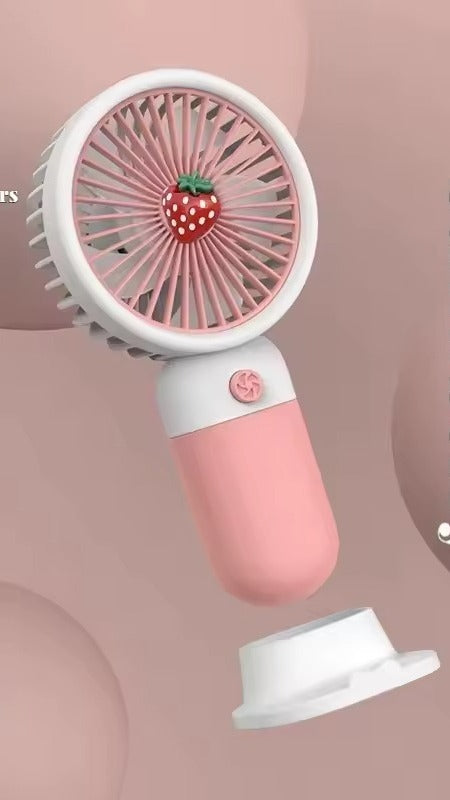 🍓 Rechargeable Mini Handy Fruit Character Fan | Portable Cooling Fan