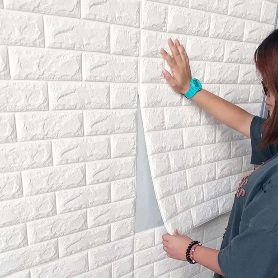🧱 3D White Brick Wall Stickers | Peel &amp; Stick Wall Decor