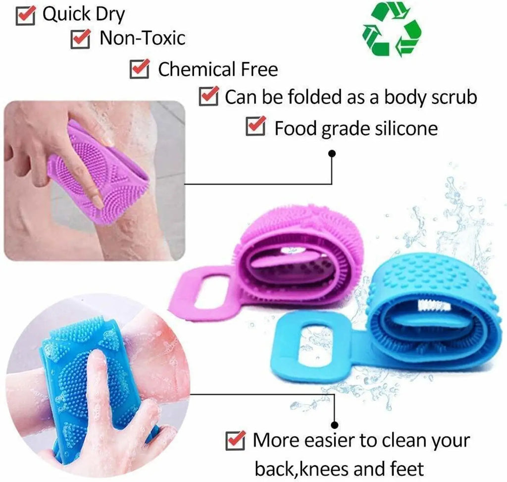 🧼 Silicone Back Scrubber Strap | Body Cleaning &amp; Exfoliating Tool