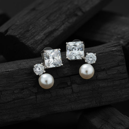 🤍 Silver Pearl Earrings | Elegant Fashion Jewelry