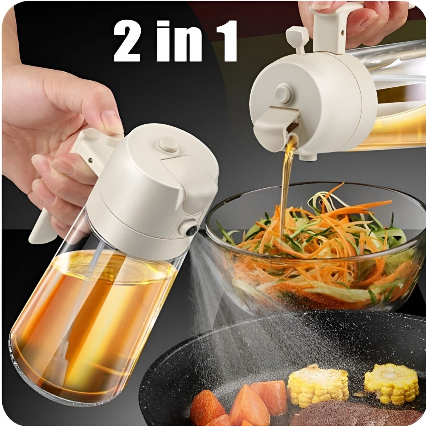 🫙 2-in-1 Oil Spray Bottle | 500ml Kitchen Oil Dispenser